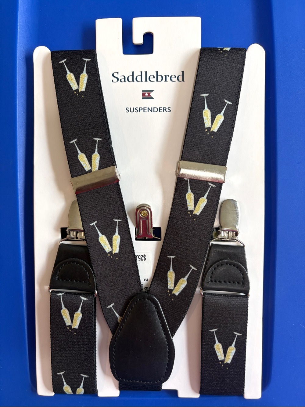 Champagne Bottle Print Suspenders - Saddlebred